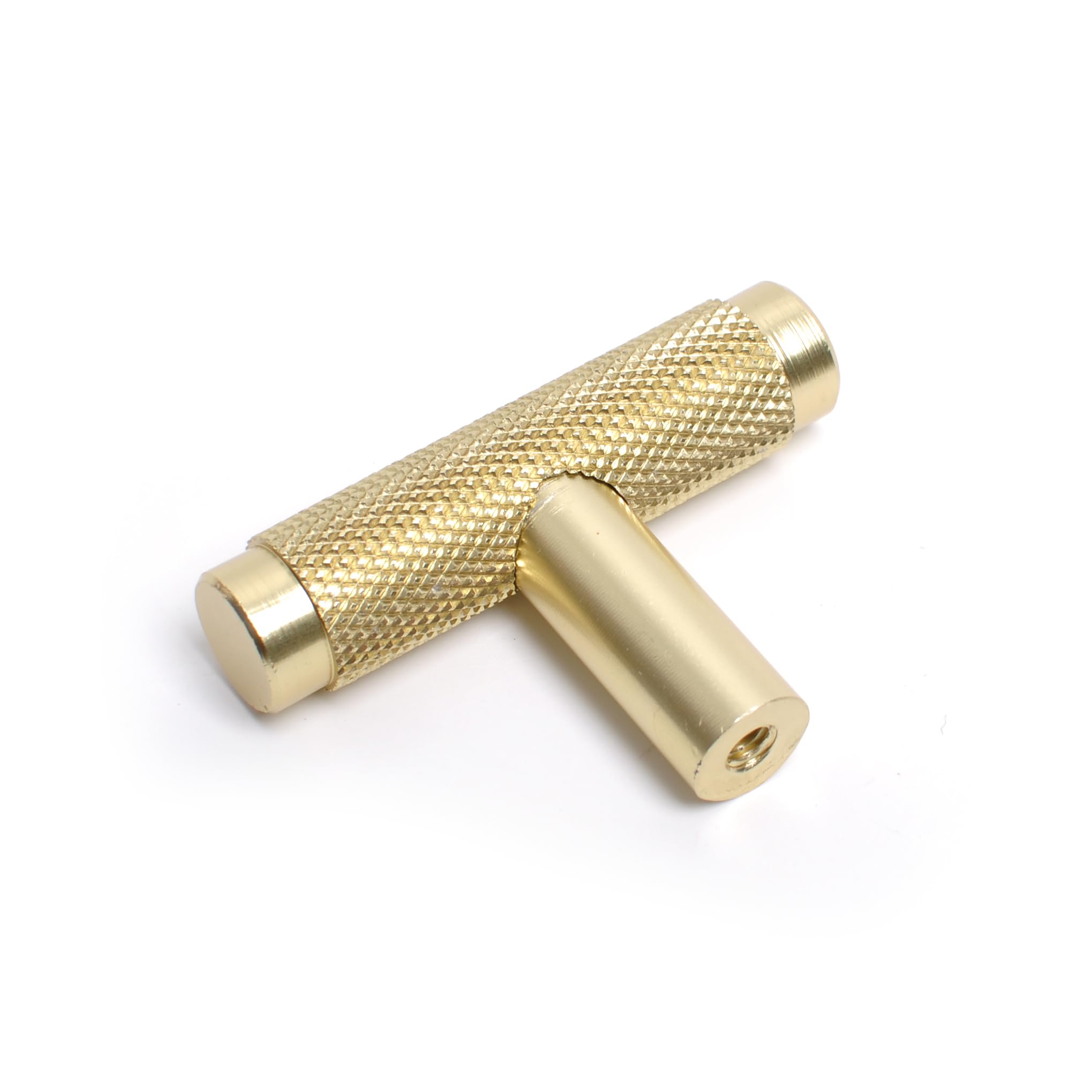 BSM Marketing Knurled T Bar Gold Modern Kitchen Cupboard Cabinet Drawer Bar Door Handle Knob (1, Knob) - Image 2