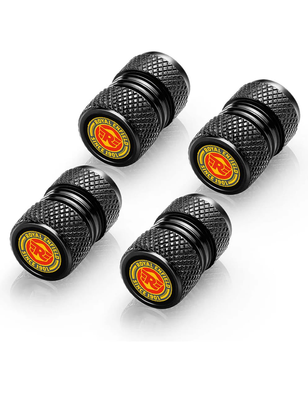 Greenworld Premium Black Metal Car Tyre Valve Caps Featuring Car Logo Emblems - Durable, Stylish, and Universal Wheel Accessories (Royal-elifiekd)-image-30