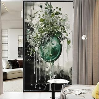 Botanical Plant Window Privacy Film Breaking Old Ideas Theme Art Deco Stained Glass Window Film Decorative Window Cling for Home Window&Glass Door, Sun Blocking 35.4Wx55.1L