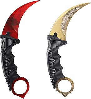 2 Pack Karambit Knife Without Cutting Edge with Sheath No Cutting Edge Knife for Beginner (Gold&Red) - Milaloko