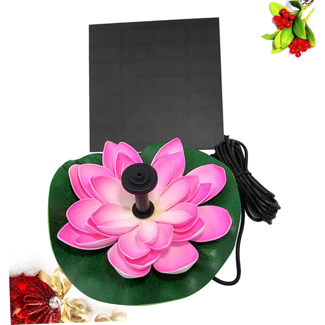 Outanaya Pompa per Fontana Pannello Solare a Forma di Loto in Plastica, Funzionamento Automatico e Design Galleggiante la Decorazione del Giardino la Circolazione Dell'acqua Durante