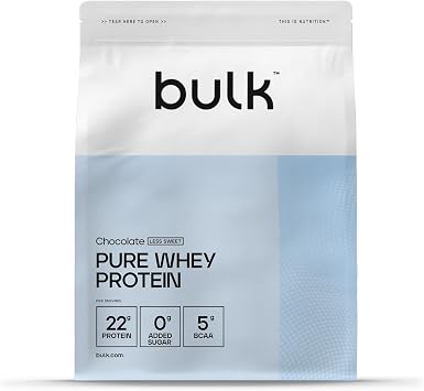Bulk Pure Whey Protein Powder Less Sweet Chocolate 22 g Protein and 5 g BCAAs per Serving Whey Concentrate Shake Low Sugar Supports Muscle Building and Recovery Good Solubility 500 g