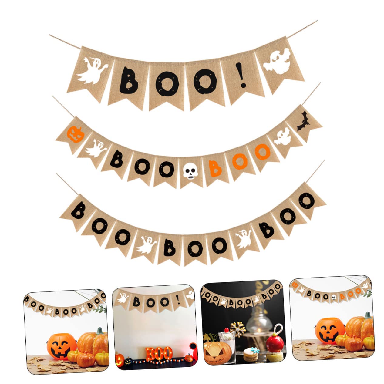 Alasum 15 szt. baner chorągiewki baner girlanda 'Happy Halloween' znak na drzwi Halloween tematyczny baner pikieta ogrodzenie dekoracja impreza dekoracja boos alkohol baner Halloween baner jutowy