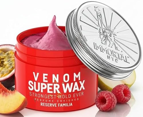 Immortal NYC Venom Hair Wax for Men - 'Travel Size' 3.4oz/100ml - Medium Strong Hold, Low Shine - Styling Hair Wax Pomade for All Hair Types Men/Women/Kids- No Residue, Barber Approved- Easy wash out