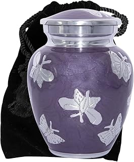 Purple Butterfly Medium Cremation Urn for Human, Pets, Infants