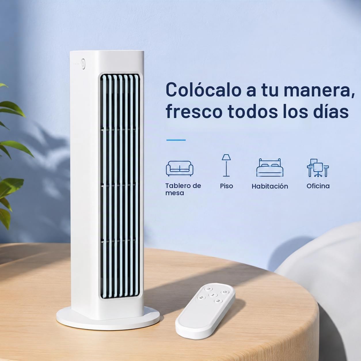 Aire acondicionado portátil con control remoto inalámbrico, 3 velocidades, salida de aire larga para habitación, dormitorio, oficina