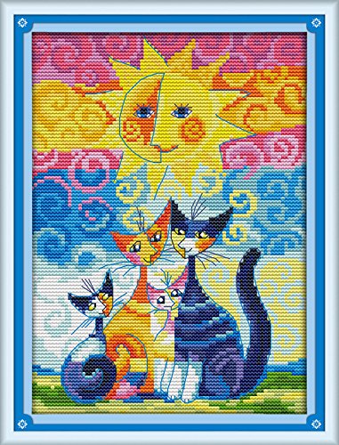 Joy Sunday Full Range of Embroidery Starter Kits Stamped Cross Stitch Kits Beginners for DIY Embroidery (Multiple Pattern Designs)-Cute Cats Under The Sun : Amazon.in: Home &amp; Kitchen