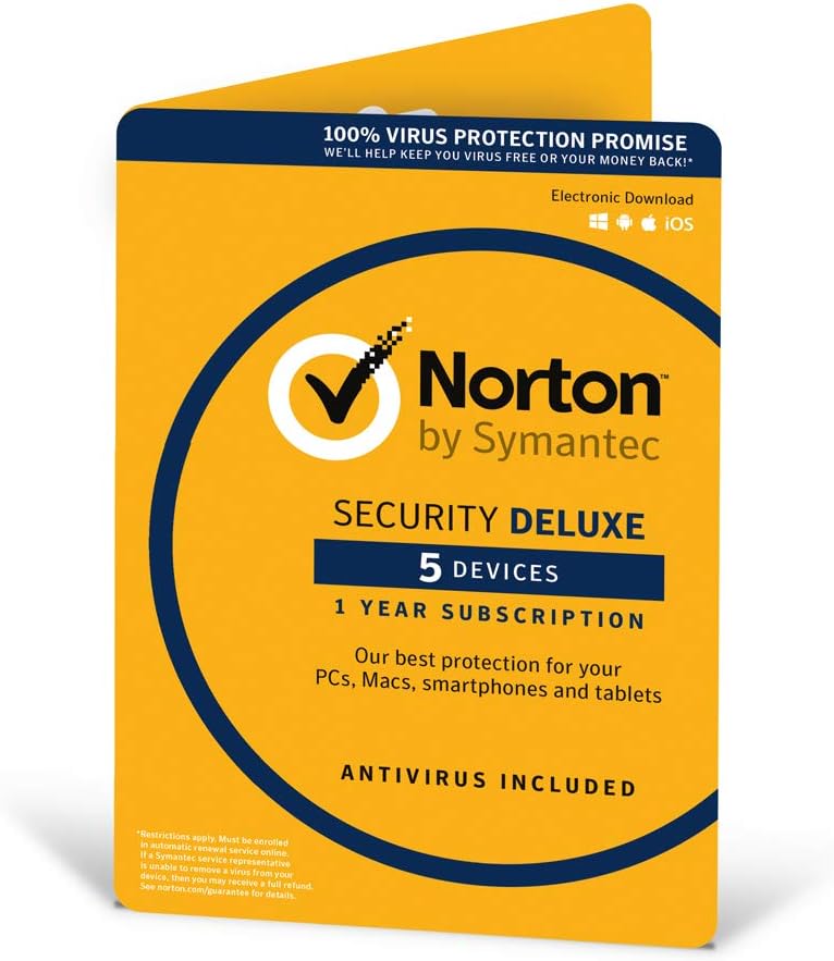Norton Security Deluxe 2019 | 5 Devices | 1 Year | Antivirus Included ...