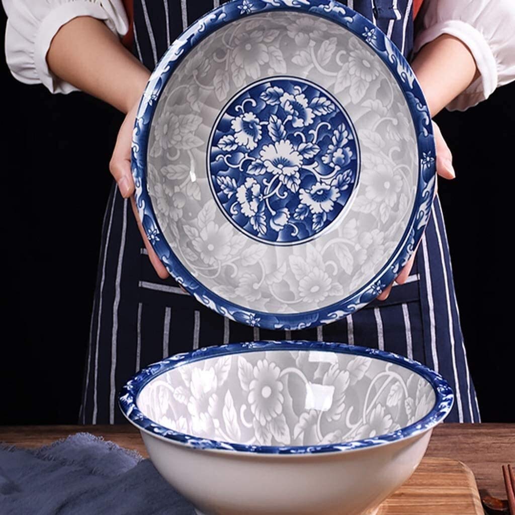 Suppenschüssel, Nudelschüssel, Suppenschüssel Nudelschüssel Schüssel Reisschüssel Suppenschüssel Keramikgeschirr Blaues und weißes Porzellan Große Suppenschüssel Haushalt Nudelschüssel Nudelschüssel 2