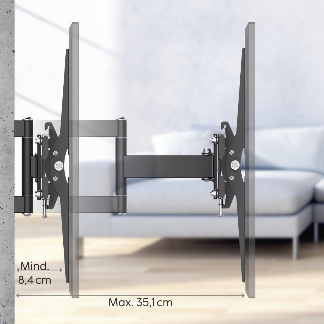 Hama TV Wandhalterung Schwenkbar & Neigbar 32–75 Zoll (81–191 cm) – Vollbeweglich, Ausziehbar, VESA 400x400 – Fernseher Wandhalterung mit Montagezubehör, Wasserwaage & Fischer Dübel