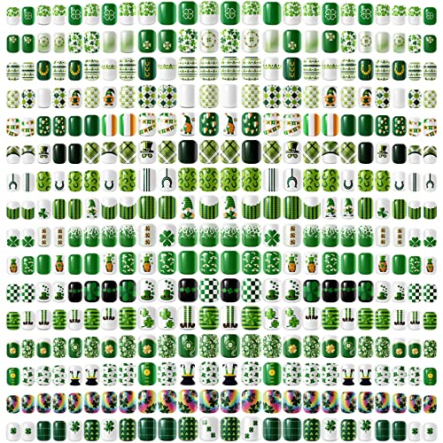 384 Pieces 16 Pack St Patrick's Day Press on Nails Short Fake Nai...