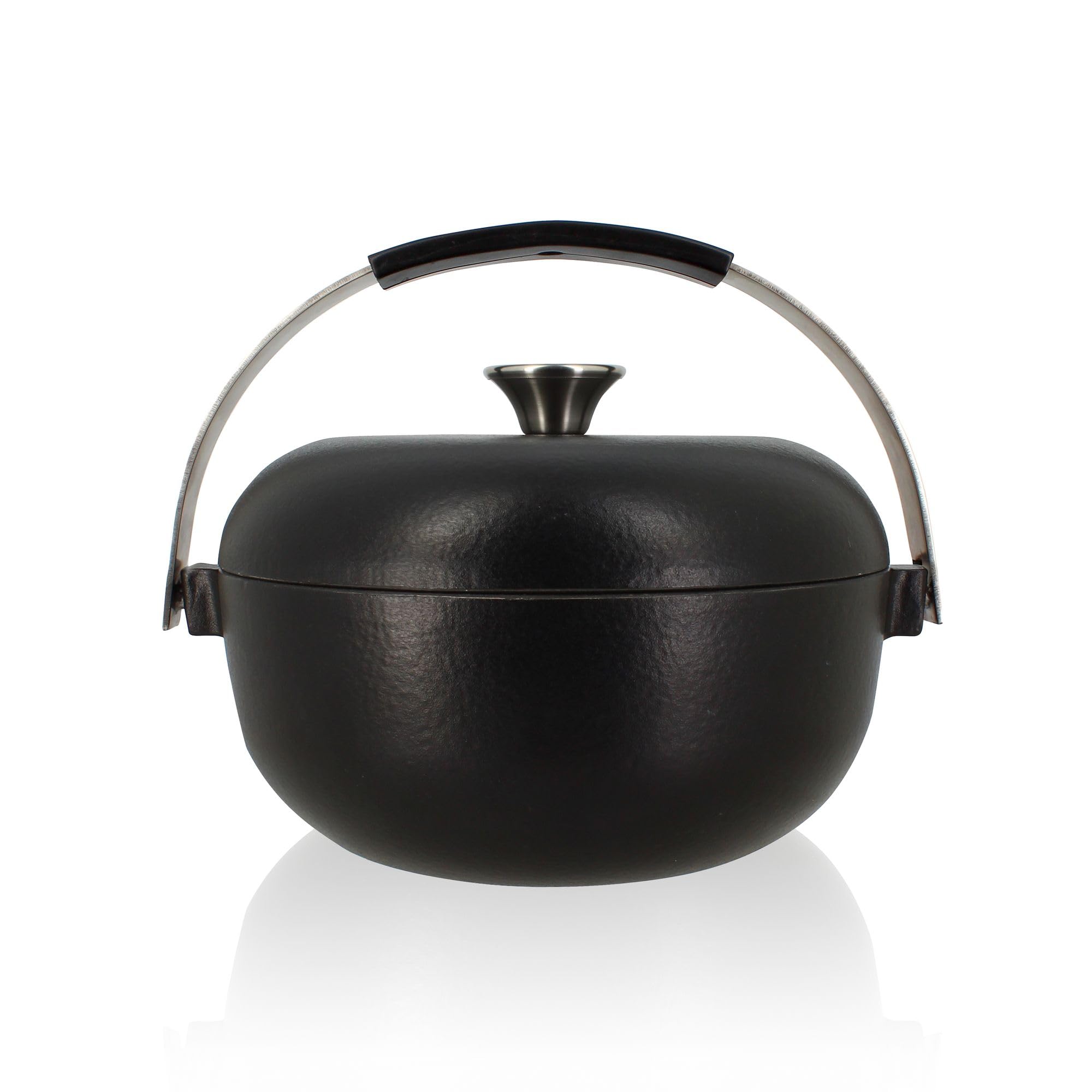 OGO LIVING Cocotte en fonte noire 25cm anse en acier inoxydable compatible induction completionHandler
