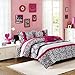 Mi Zone Comforter Set Fun Bedroom Décor - Modern All Season Polka Dot Print, Vibrant Color Cozy Bedding Layer, Matching Sham, Decorative Pillow, Full/Queen, Zebra Pink 4 Piece