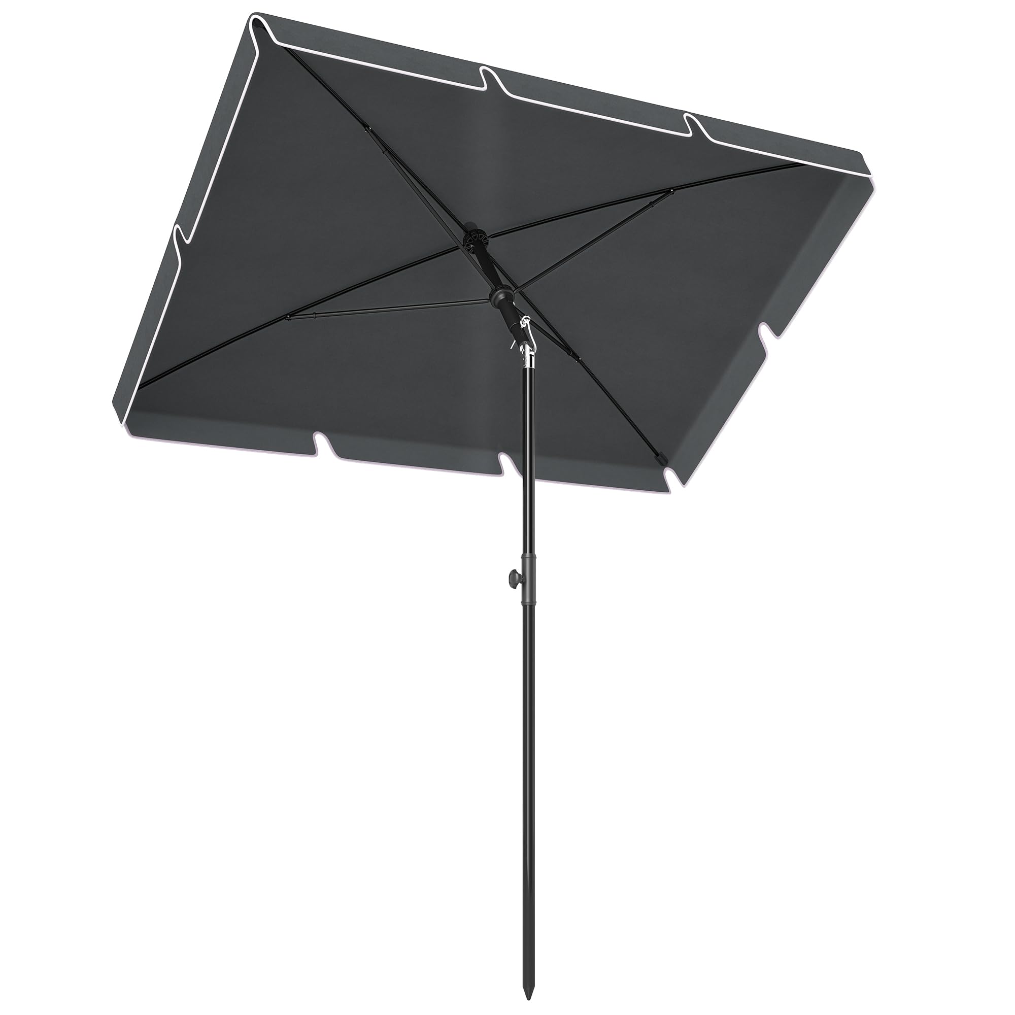 Outsunny Sombrilla de Jardín de Aluminio 2x1,3x2,5 m Parasol de Jardín Rectangular con Función de Inclinación para Terraza Patio Exterior