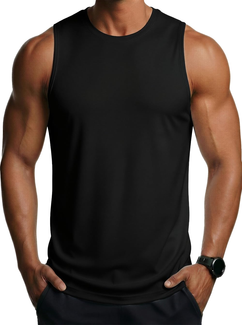 MAGCOMSEN Tank Top Herren Muskelshirts Leicht Rundhals Achselshirt Sommer Quick Dry Gym Trägershirt Fitness Ärmelloser T-Shirt