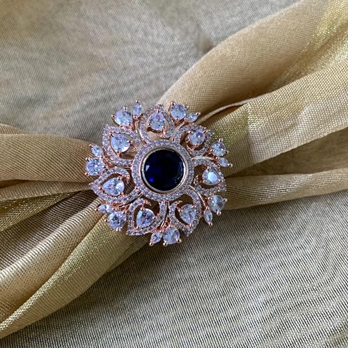 Image of I Jewels Rose Gold Plated Valentines Special Stylish Fashionable Design Floral CZ American Diamond Adjustable Finger Rings For Women & Girls (FL241)