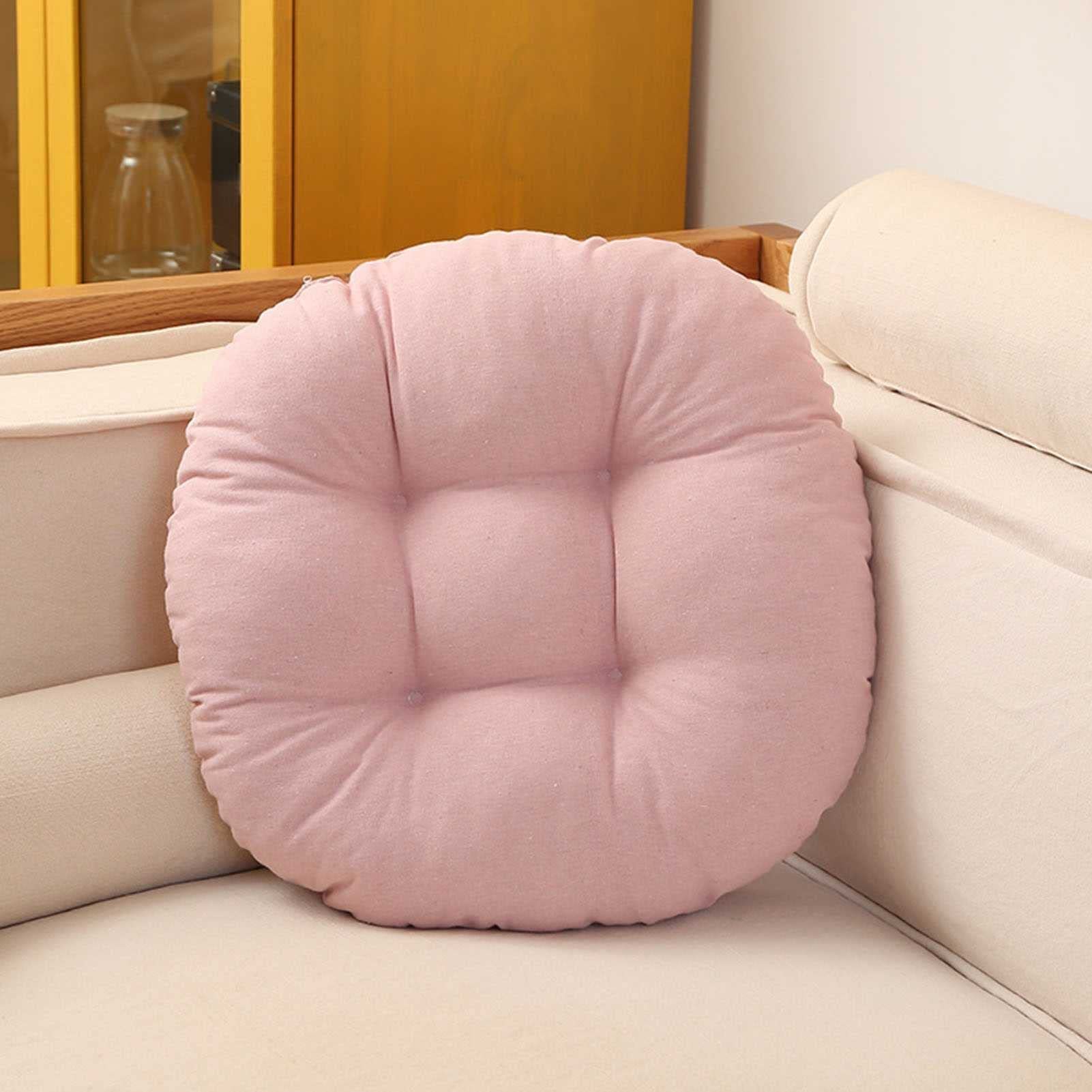 Round Tatami Seat Pads, Footstool Cushions, Round Chair Pads, Futon Seat Cushions, Padded Chair Pads for Indoor Outdoor (Color: Pink, Size: 20 inch)