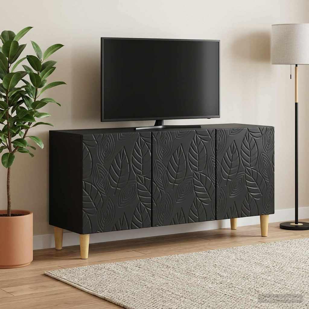 Hothingwell TV-Bank, 99 x 34,5 x 50 cm, Schwarz, Holz | Drehtür 90°, vielseitig einsetzbar, modernes Design, einfache Reinigung mit feuchtem Tuch