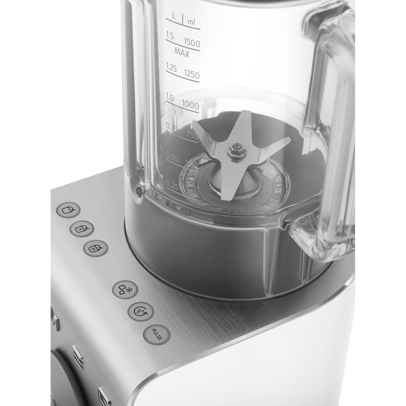 Smeg, Frullatore ad Alte Prestazioni BLC01WHMEU, con Accessori Inclusi e Funzione Pulse, 5 Programmi Preimpostati, 9 Livelli di Velocità, 2 Modalità, Caraffa Rimovibile, Potenza 1400W, Bianco