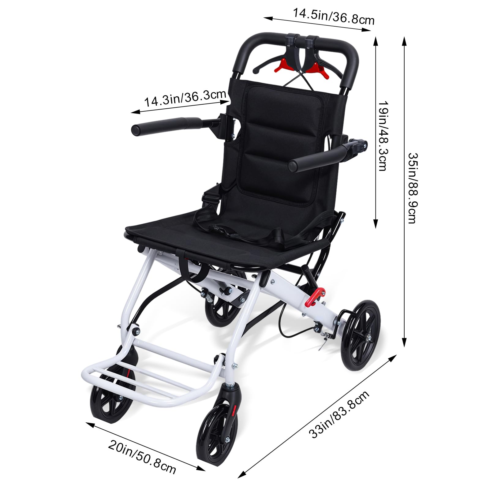 Silla de ruedas plegable ligera, sillas de ruedas para adultos, sillas de ruedas plegables para adultos con reposabrazos y reposapiés, para viajes en avión de ancianos