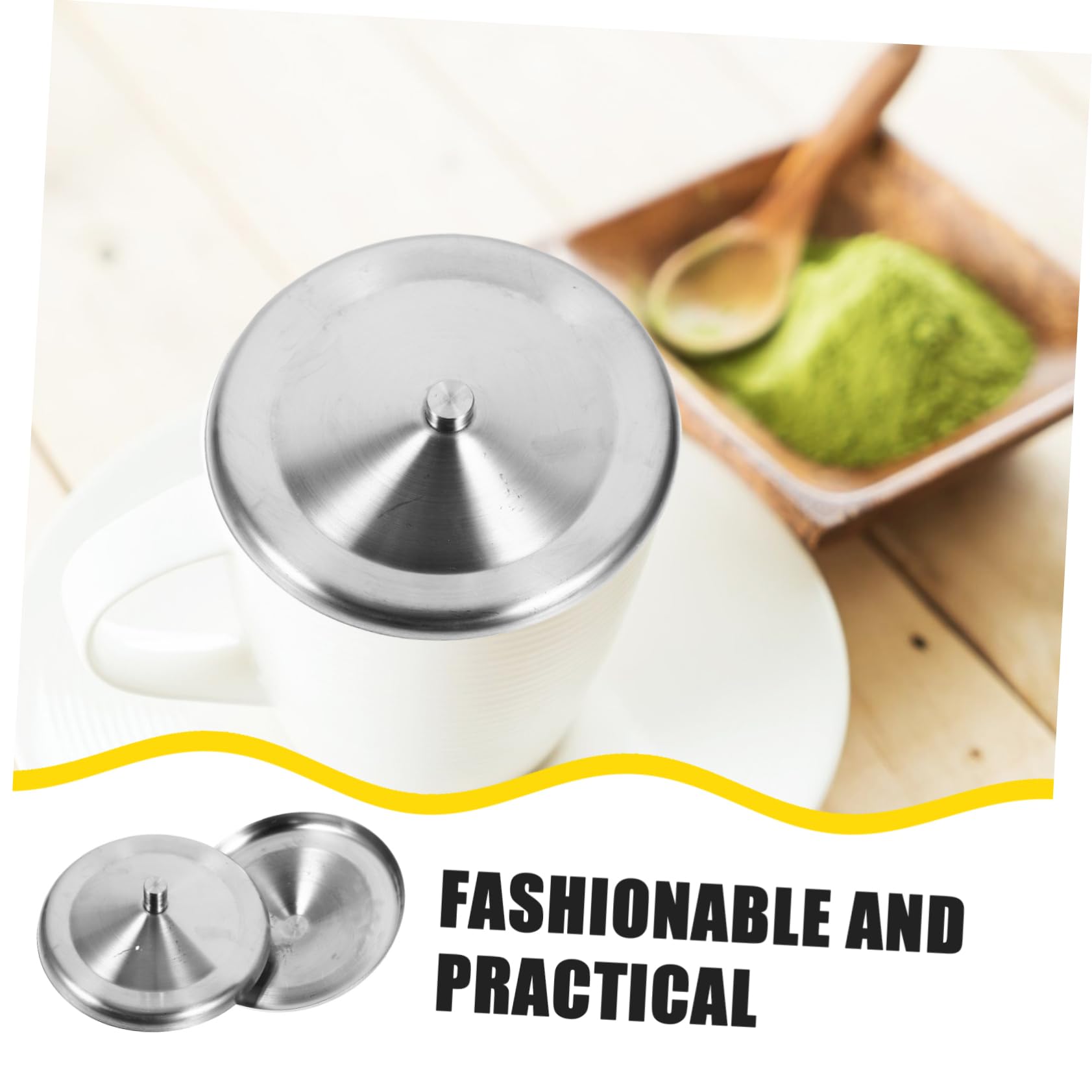 BEBEMOKO 2pcs 10cm Stainless Steel Cup Lids Coffee Cup Dust Cover Leakproof Mug Cover for Reusable