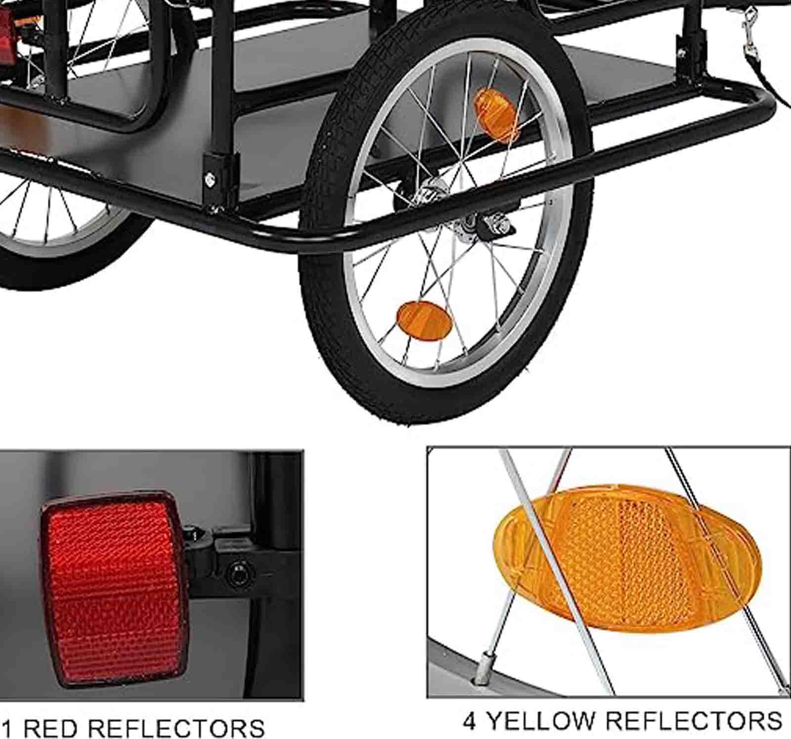 Składana przyczepka rowerowa z uniwersalnym zaczepem rowerowym, przyczepka rowerowa z 16-calowymi kołami i odblaskami, wózek do przechowywania przyczepy