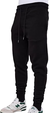Men's Slim Fit Tracksuit Bottoms Skinny Trousers Sweat Pants Jogging Gym Joggers Causal Slim Fit Running Zipped Pockets Cotton Elasticated