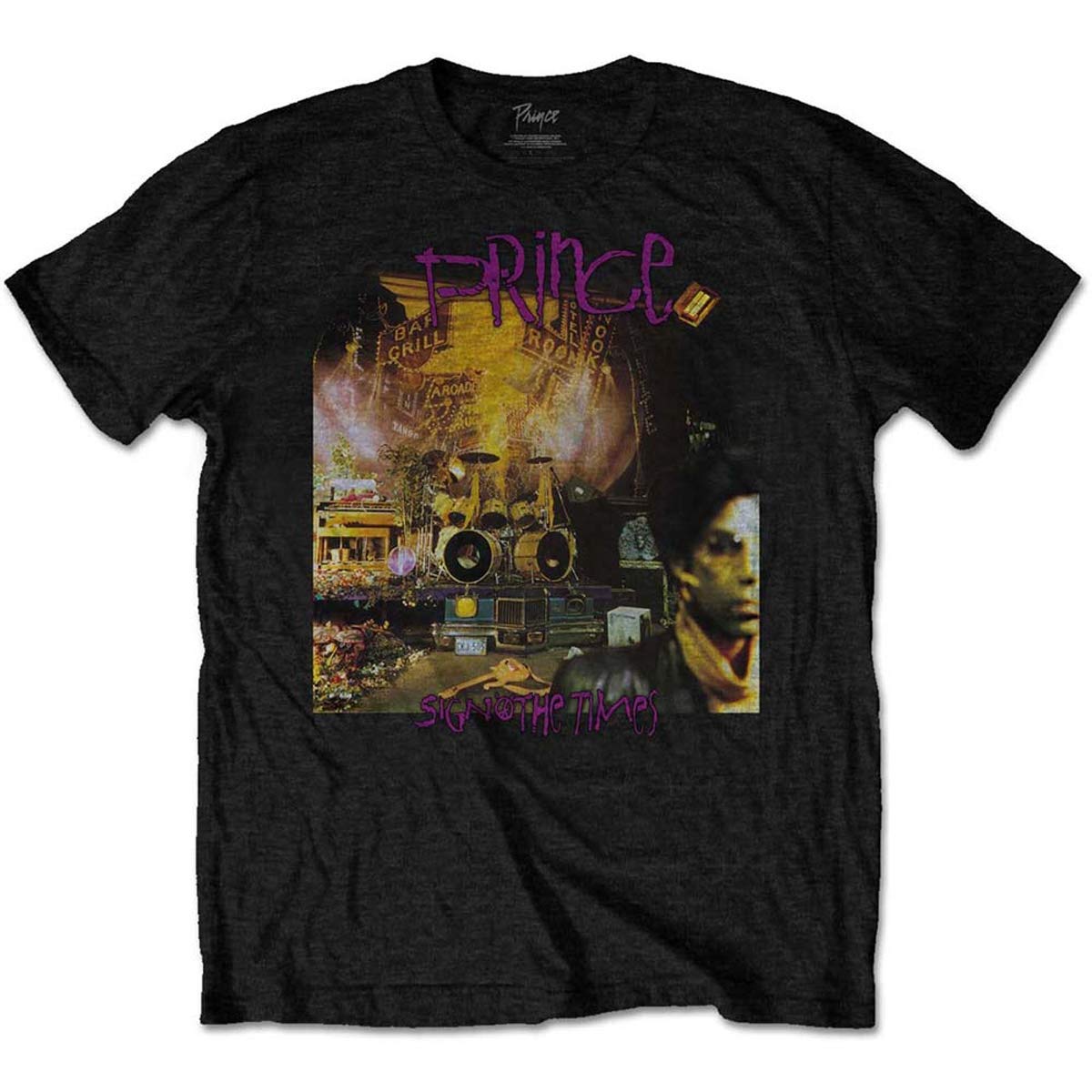 Prince Men's Sign O The Times Album Regular Fit Crew Neck Short Sleeve T - Shirt, Black (Black Black), X-Large (Manufacturer Size:X-Large)