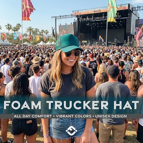 Image of Funky Junque Foam Trucker Hat, Trucker Hats for Women & Men - Blank Adjustable Snapback Mesh Back Baseball Cap