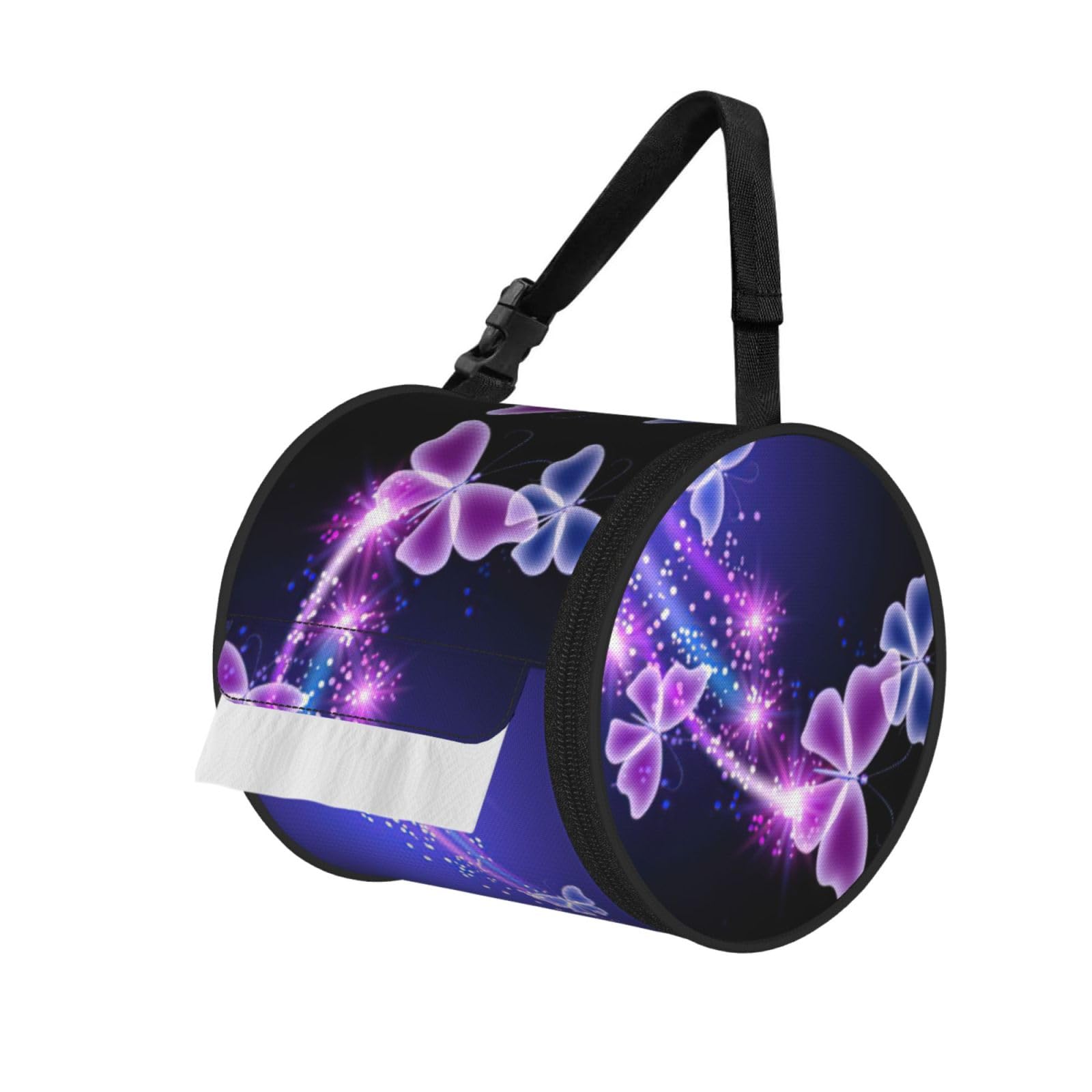 Butterfly Purple Print Fashion Tissues Organizer Box, Hanging Tissue Holder For Purse Coins For Car Office Daily Outing