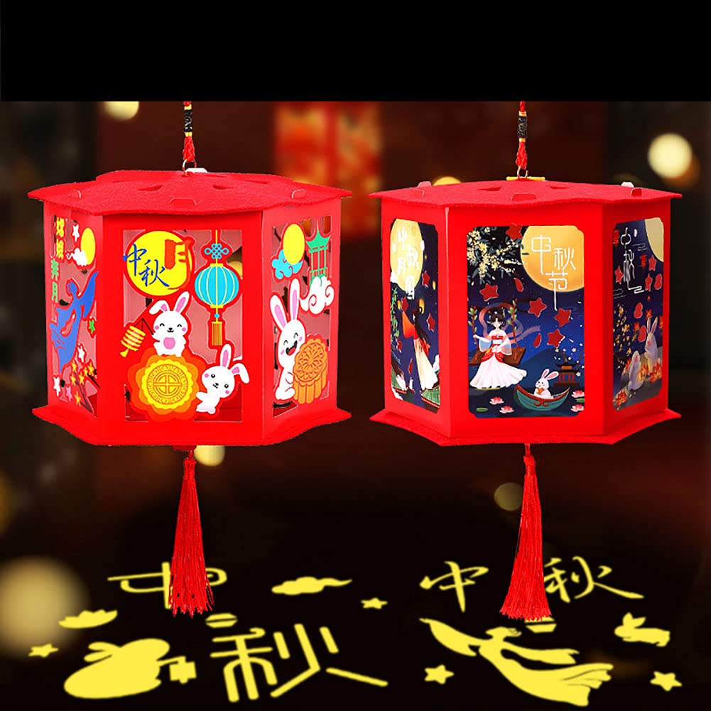 6 Pack Red Chinese Lanterns Mid-Autumn Festival Handmade Lanterns for Kids Family Party Room Ornaments Holiday Decoration(Random Pattern)
