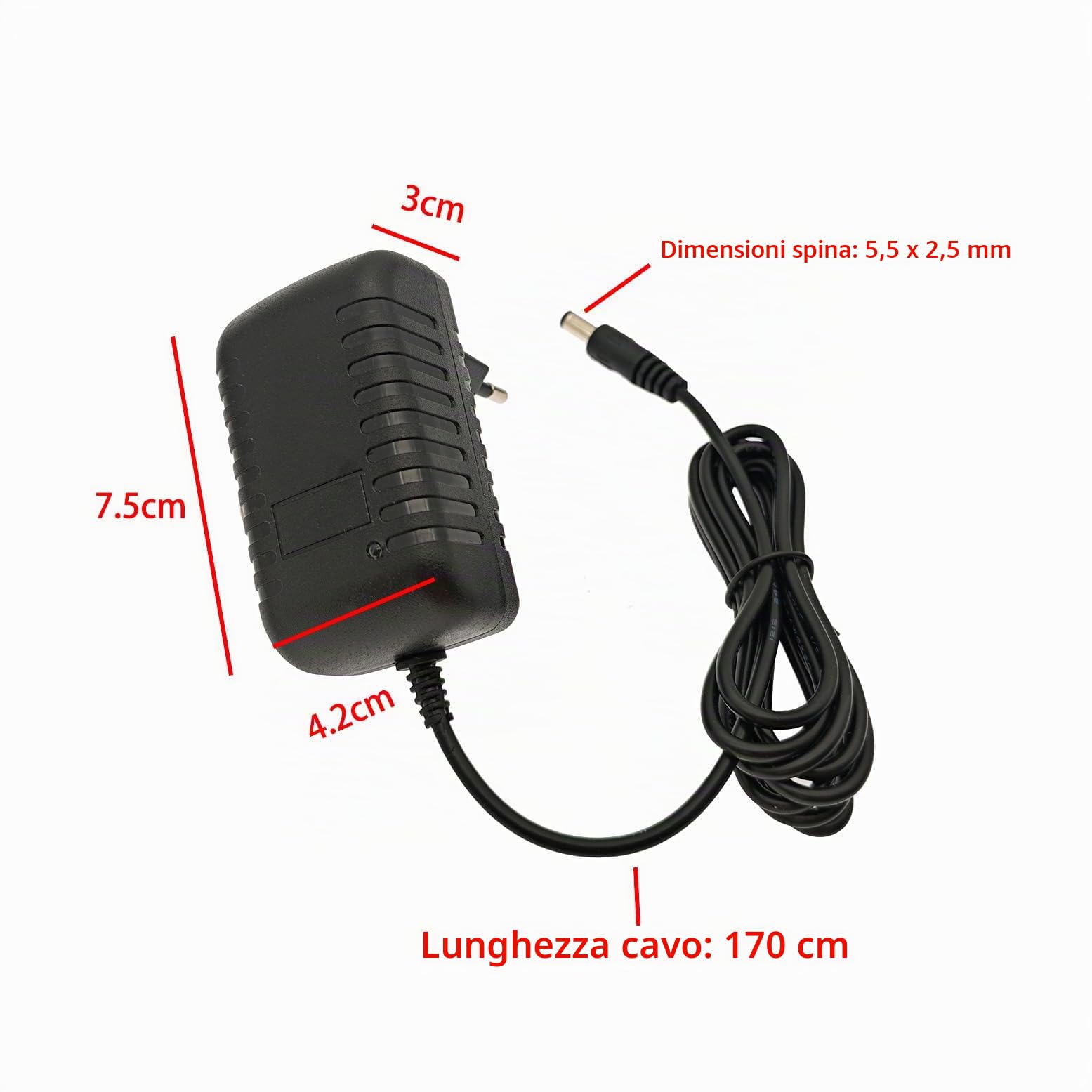 JZK Adattatore di alimentazione DC 6 V 1 A 1000 mA. Caricatore da 6 V, adattatore di ricarica da 5,5 mm x 2,5 mm, con connettori da 3,5 mm x 1,35 mm e 4,0 mm x 1,7 mm