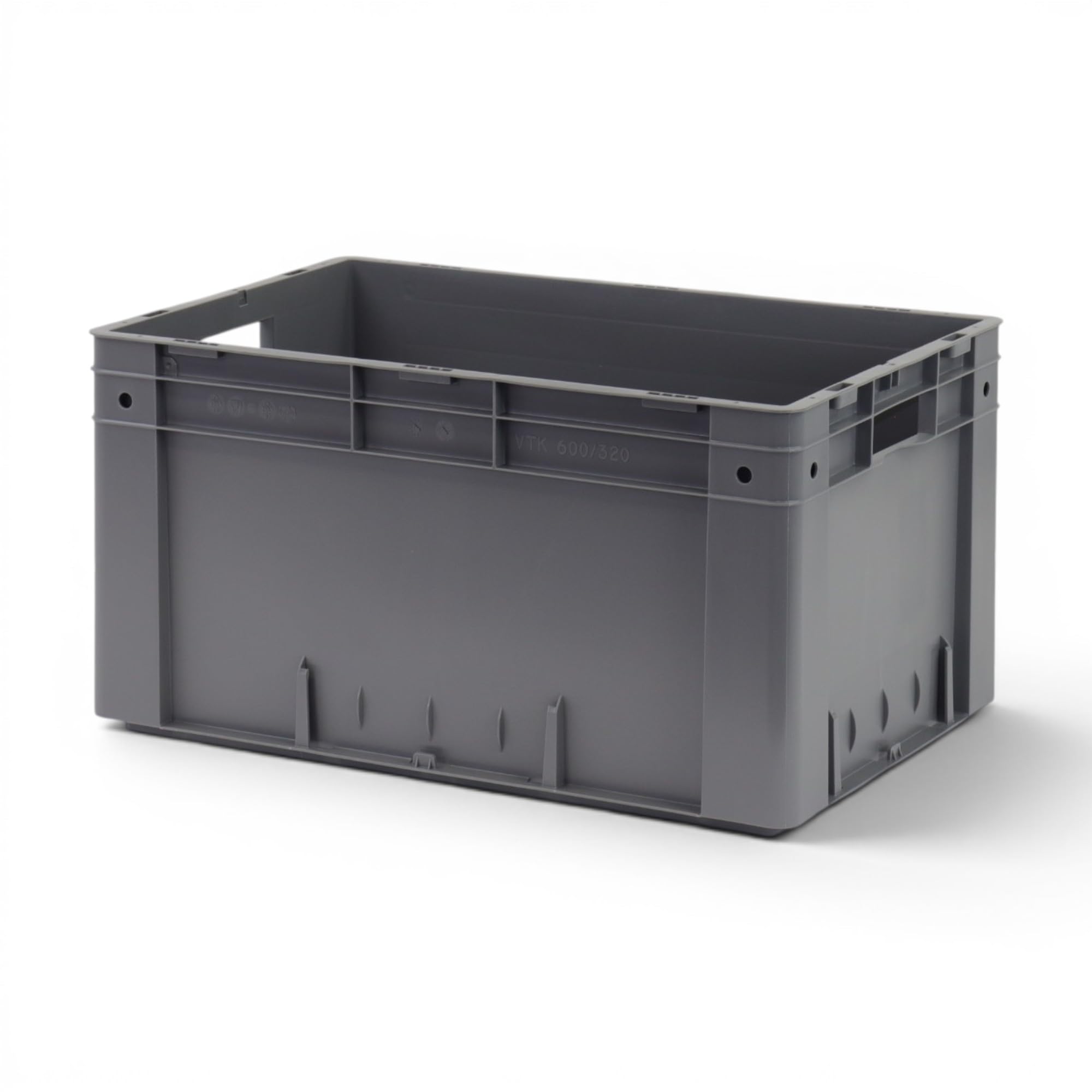 1a-TopStore Schwerlast Heavy-Duty Eurobox/Eurobehälter | massiver Rippenboden | stapelbar | mit Hohlkammerverstärkung | extrem hohe Traglast (grau, 60x40x32 cm)