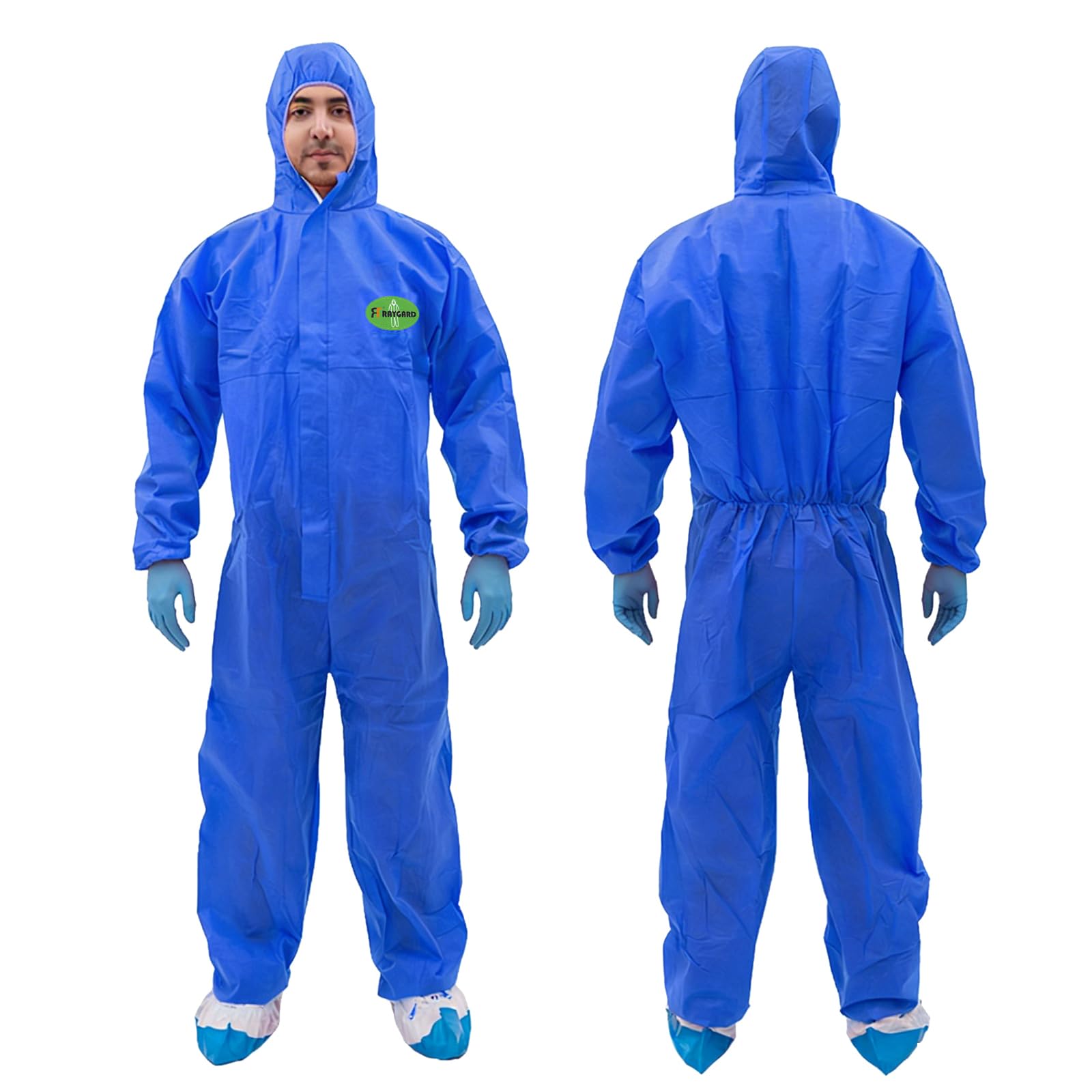 RAYGARD Painting Protective Suit, SMS Full Body Hazmat Suits Coveralls with Hood and Elastic Wrists for Mechanic Work