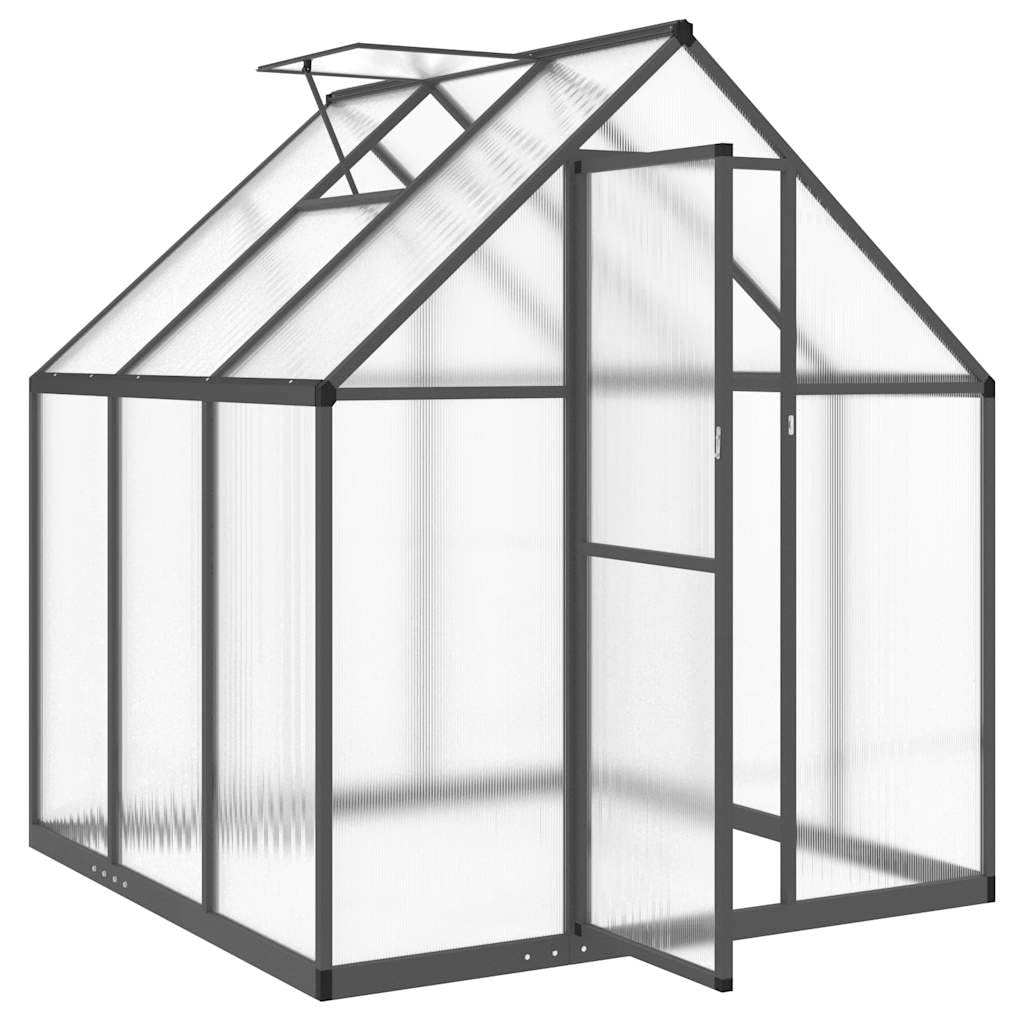 Aluminiowa szklarnia ogrodowa z podstawą antracytową 169 x 169 x 195 cm