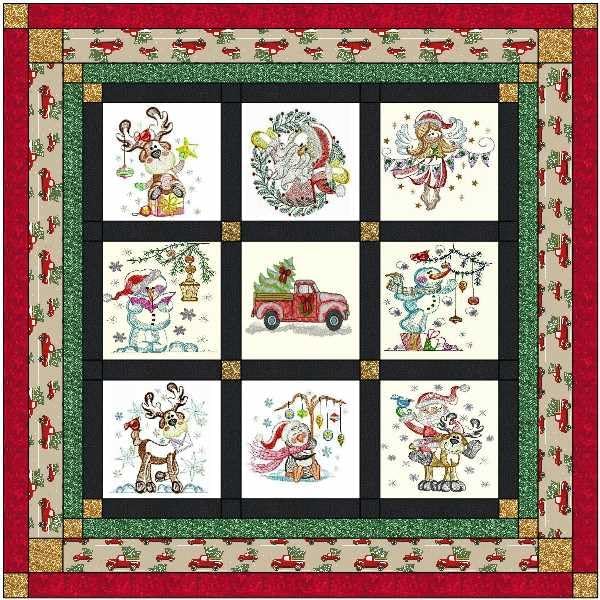 Material Maven Quilt Kit Christmas in The CountryPre Cut Ready to Sew/Finished Embroidery
