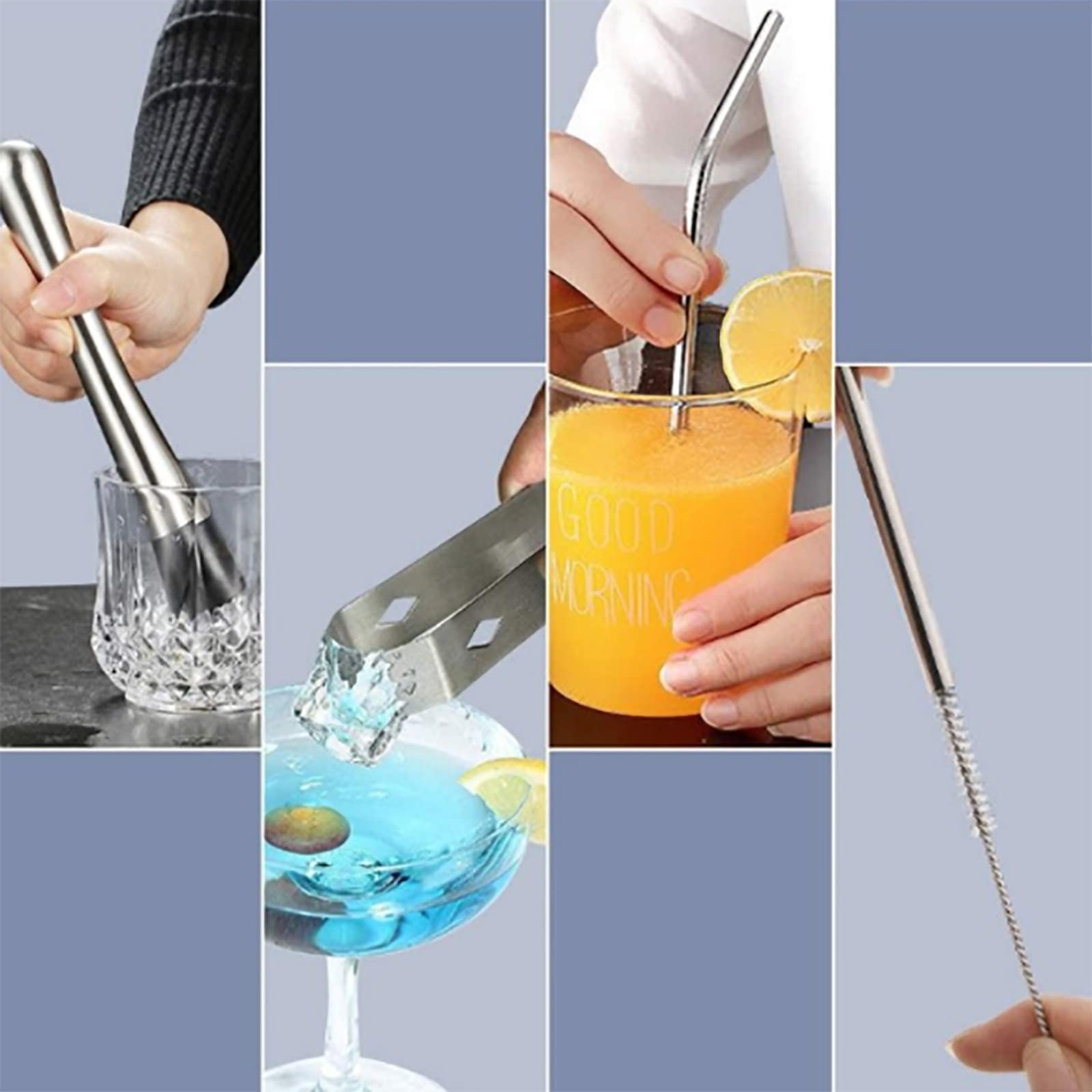 Juego De Coctelera De 16 Piezas, Juego De Herramientas De Barra De Acero Inoxidable Premium De 550 ML, Diseño a Prueba De Fugas De Sello De Boca Redonda, para Fiesta De Bar En Casa