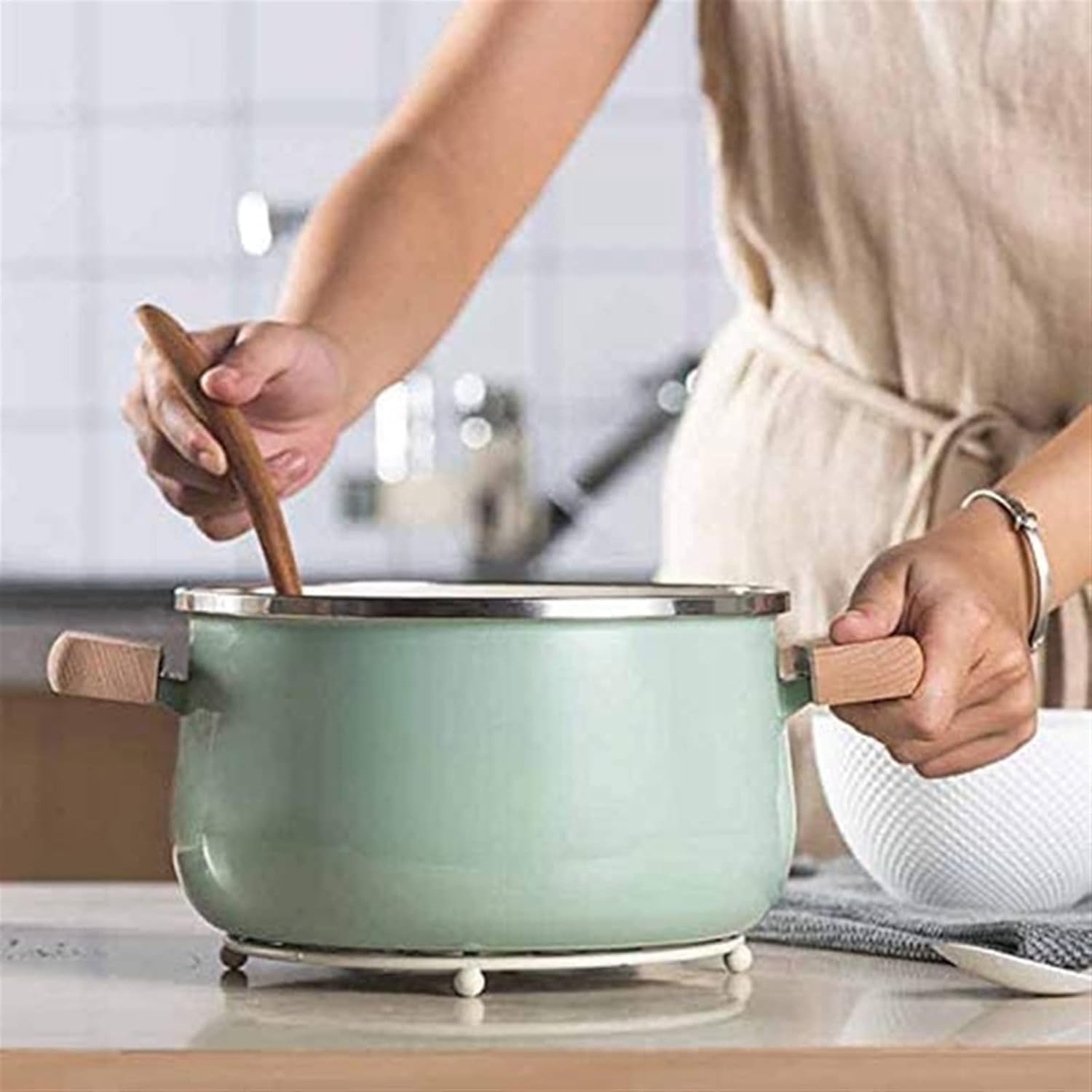 ポット エナメルポット スープポット 両耳 家庭用 濃厚 インスタントラーメンポット 補助食品ポット エナメルポット 小型ミルクポッ