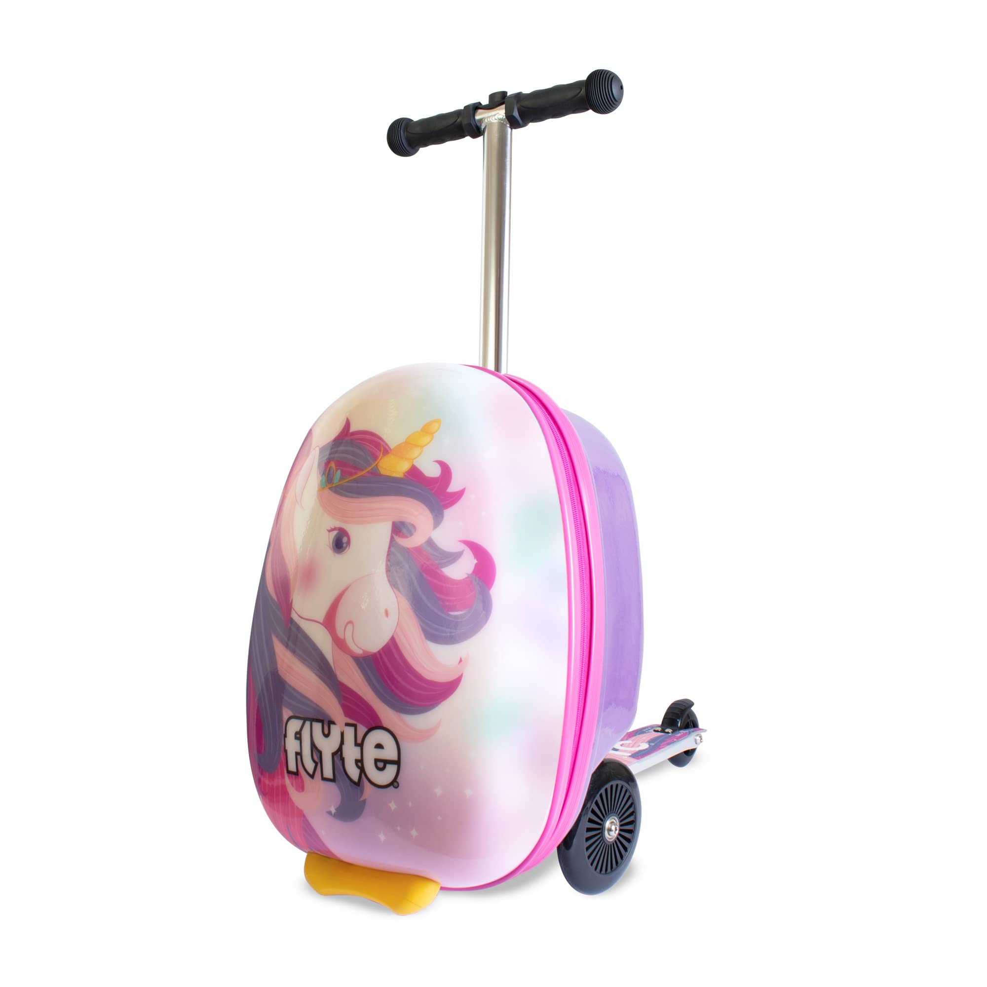 FlyteScooter Suitcase Folding Kids Luggage - Hardshell, Ride On with Wheels, 2-in-1, 18 Inch, 25 Litre Capacity
