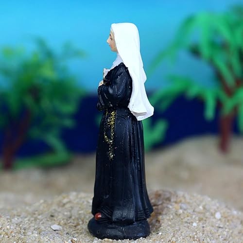 Miniatura 4 de Estatua de monja Virgen Figuras católicas Estatua de oración Mini escultura católica Figuras Virgen Desltop Escultura Escritorio Rosario Resina