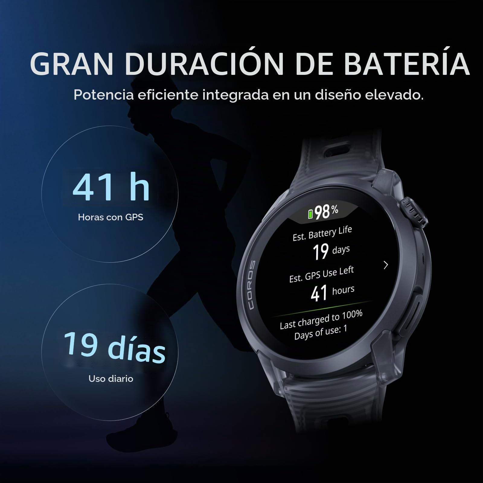 COROS Pace 4 Reloj GPS Deportivo Ultraligero -Cristal Negro, Aluminio | Pantalla táctil AMOLED de 1,2", 19 días de uso diario, control por voz, herramientas de entrenamiento avanzadas, GPS preciso