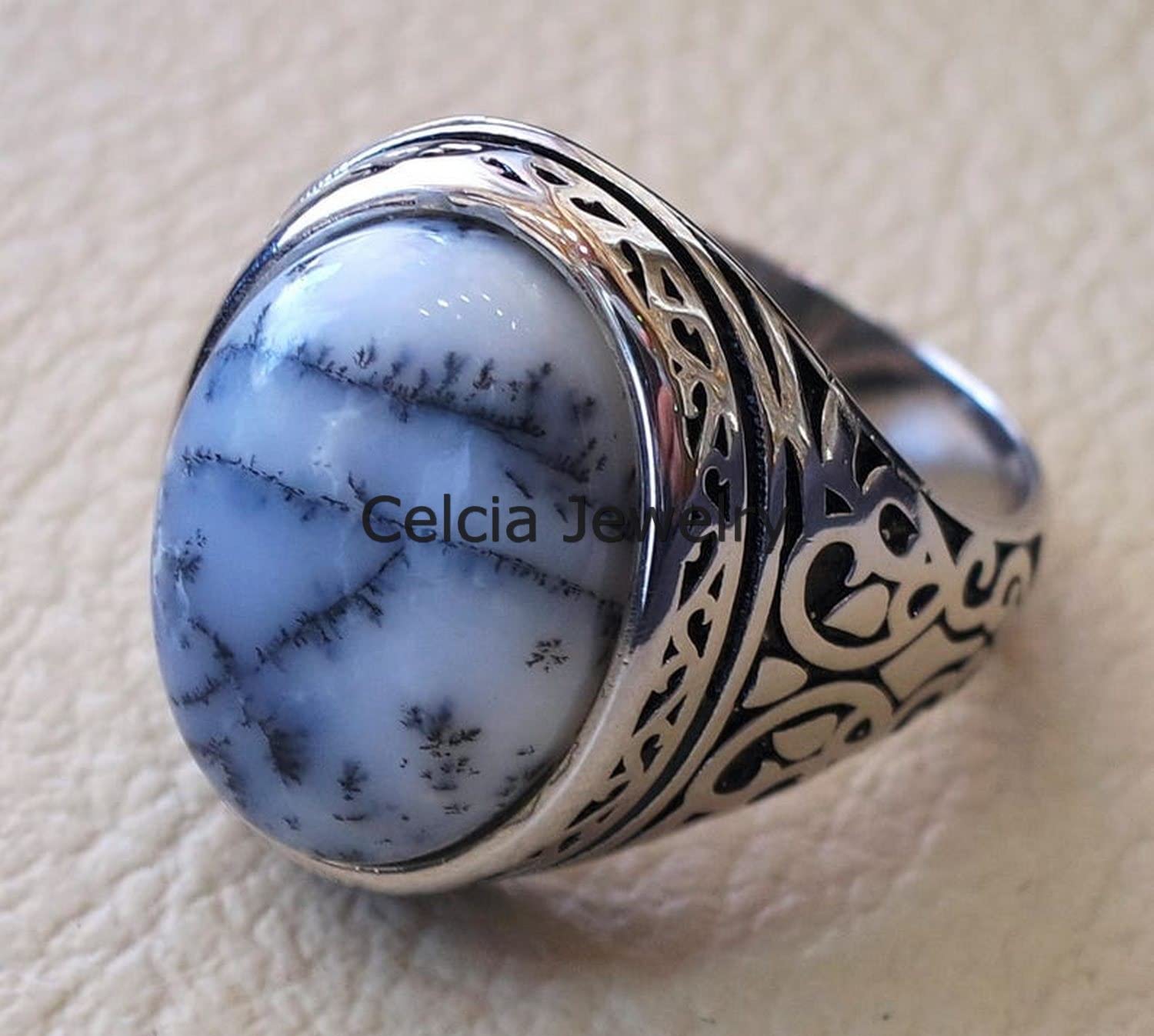 Anello ovale cabochon pietra preziosa viola agata ametista, anello di dichiarazione, anello sigillo, regali per la festa del papà, anello d'argento ossidato, regali di pietra di nascita di febbraio