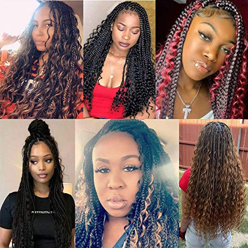 7 Packs Crochet Box Braids 20 Inch Box Braid Crochet Hair Extension 3X Crochet Braids With Curly Ends 16 Strands/Pack (20 Inch, 1B) #TOP6