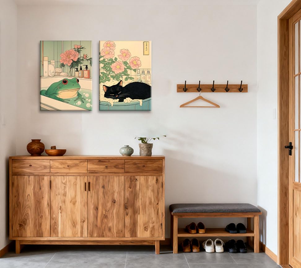 Image of Frimeeme Japanese Bathroom Wall Art 12x16 Inch