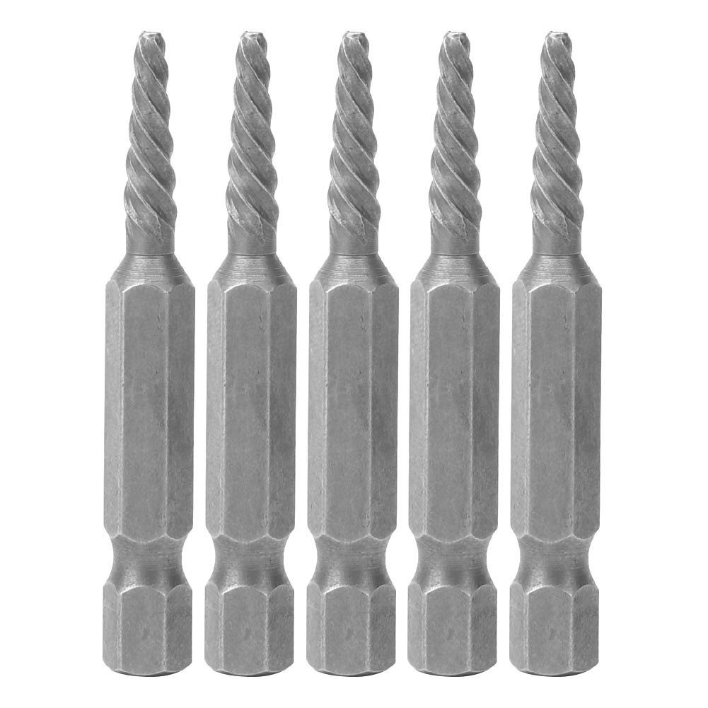 Holigie Screw Extractor, Bolt Extractor 5PCS Hex Silver High Speed Steel 50mm, Easy out Screw Extractor Set for 8.8-12.9 Grade Damaged Broken Bolts Screws