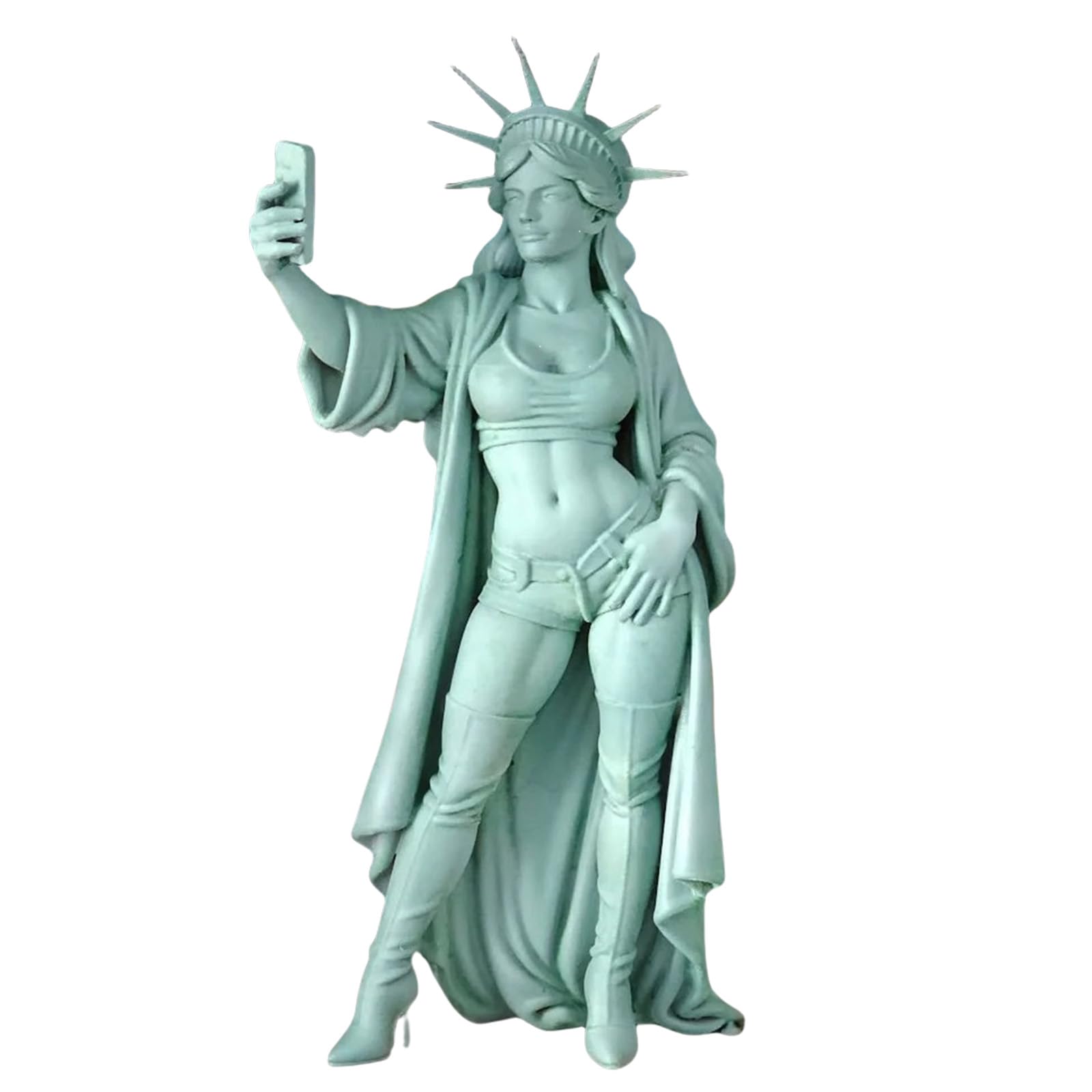 Patriotics Statue of Liberty Selfie Miniature Sculpture Smartphone Holding Design Collector Liberty Art Enthusiast Selfie