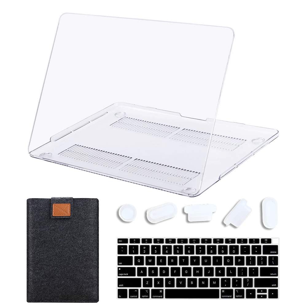 Laptop Sleeve & Case for MacBook Air 13 inch 2020 2019 2018 Model M1 A2337 A2179 A1932, Flexible Hard Shell with Storage Bag & Keyboard Cover for Apple 13.3″ MacBook Air Case, Crystal Clear
