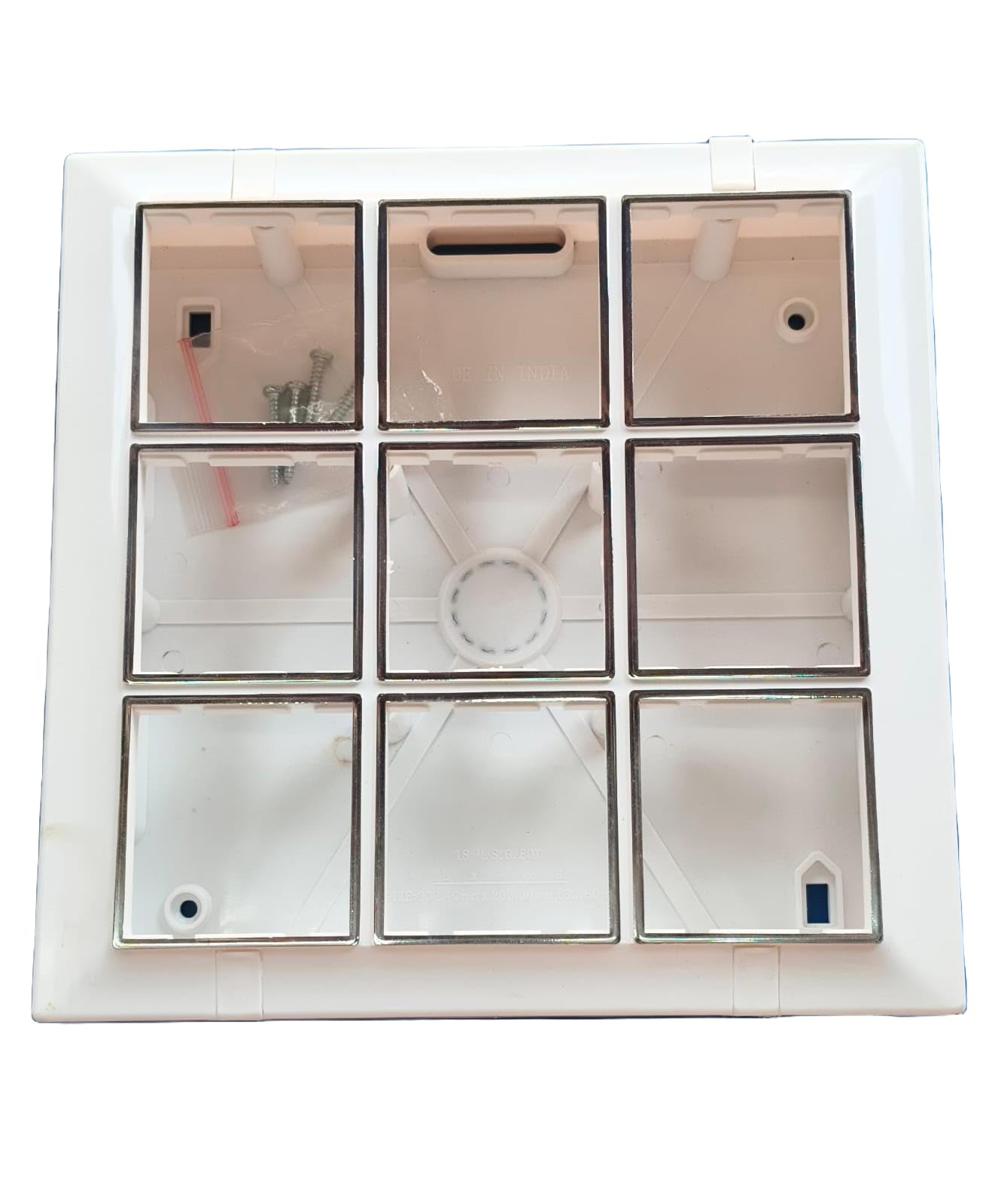 18M Modular Gang Box, 6-Compartment Electrical Switch Box, White-image-0
