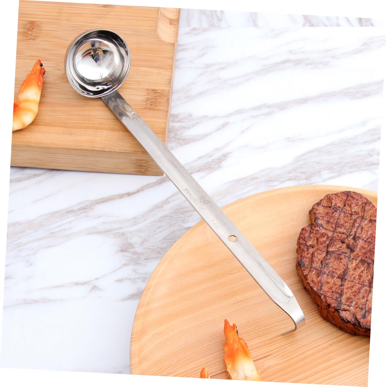 Set di 4 Mestoli da Zuppa in Acciaio Inossidabile Gancio, Manico e Resistente, Capacità da 30 a 120, per Cucinare e Servire in Cucina