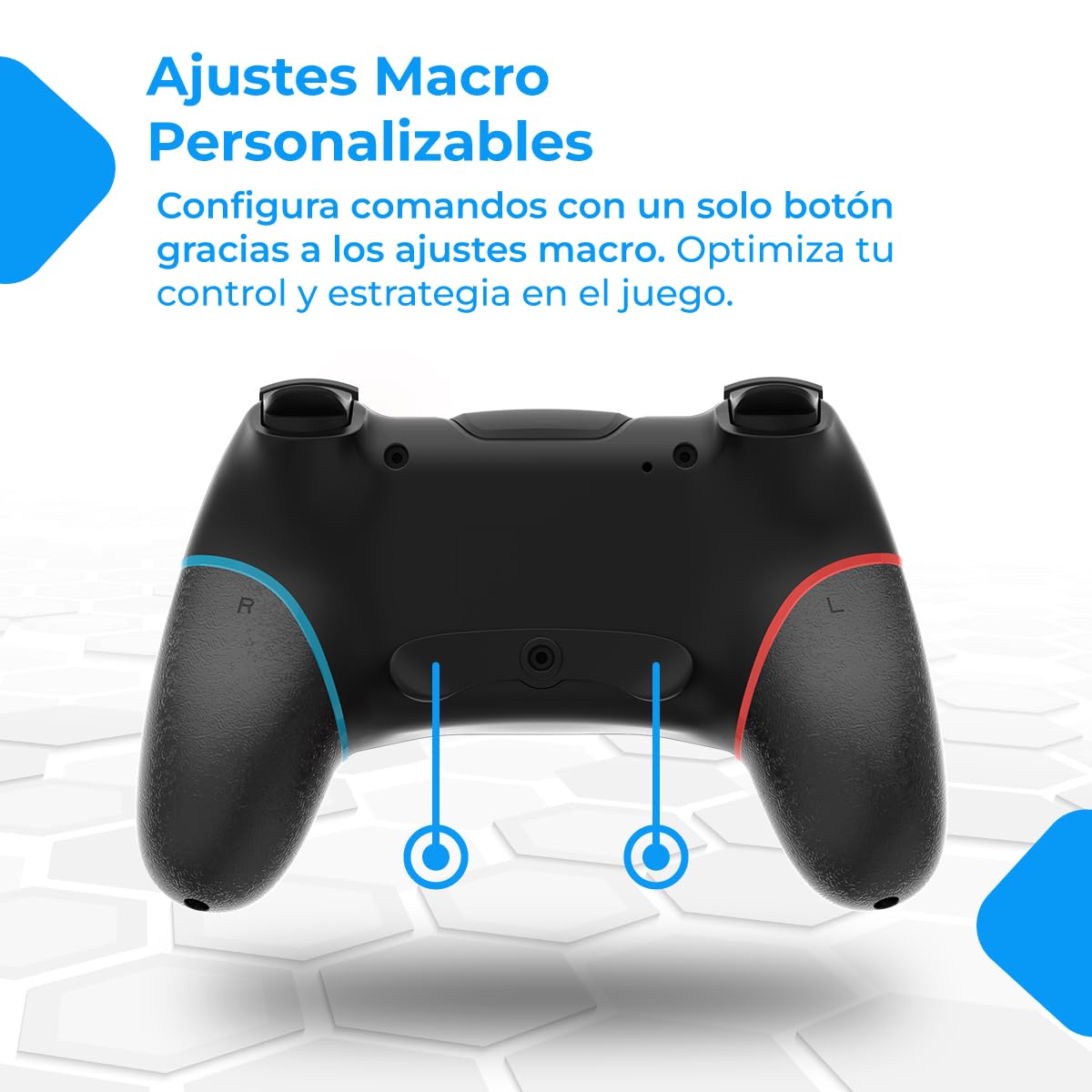 NK Mando Switch Inalámbrico - Switch/OLED/Lite/Pro con Función Wake, Ajustes Macro,Bluetooth, 6 ejes, Función Turbo, Dual Shock Doble Vibración, LED Indicadores - Color Negro (Rojo y Azul) — view 8